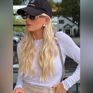 Abercrombie & Fitch white ribbed Long Sleeve Top